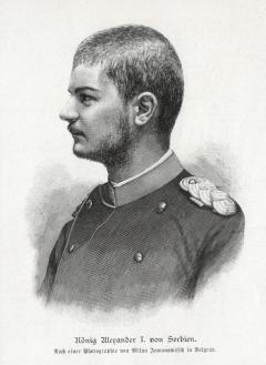 Aleksandar Obrenović isečak grafika 1890 god.