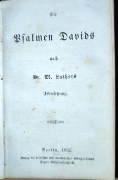 Novi Zavet i Psalmi na nemačkom jeziku 1862 godina